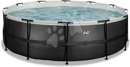 Round Swimming Pools  - EXIT Black Leather Pool ø450x122cm with filter pump - black - 4