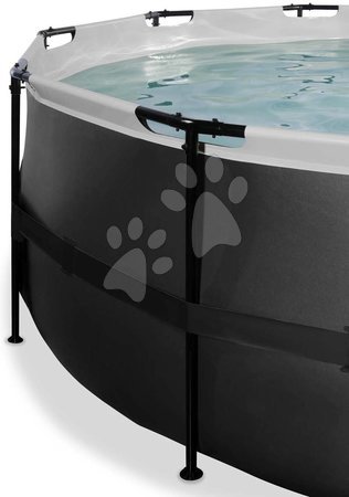 Round Swimming Pools  - EXIT Black Leather Pool ø450x122cm with filter pump - black - 5