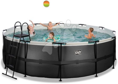 Round Swimming Pools  - EXIT Black Leather Pool ø450x122cm with filter pump - black - 3