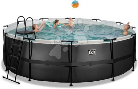 Round Swimming Pools  - EXIT Black Leather Pool ø450x122cm with filter pump - black - 2