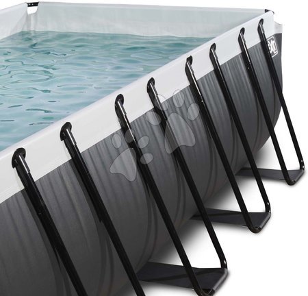 Rectangular Swimming Pools - EXIT Black Leather Pool 400x200x122cm with filter pump - black - 5