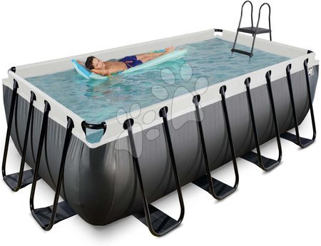 Rectangular Swimming Pools - EXIT Black Leather Pool 400x200x122cm with filter pump - black - 2