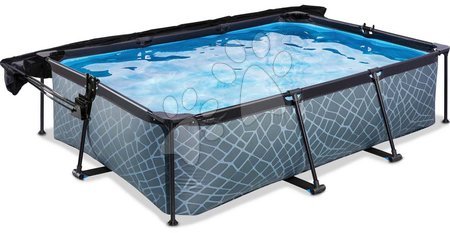 Rectangular Swimming Pools - EXIT Stone pool 220x150x65cm with filter pump and canopy - grey - 3