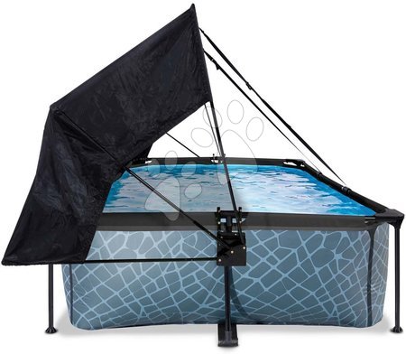 Rectangular Swimming Pools - EXIT Stone pool 220x150x65cm with filter pump and canopy - grey - 5