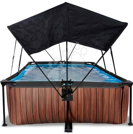 Rectangular Swimming Pools - EXIT Wood pool 220x150x65cm with filter pump and canopy - brown - 3