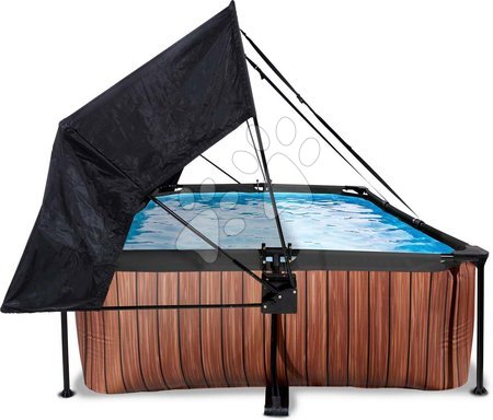 Schwimmbecken- rechteckig - EXIT Wood Pool 220x150x65cm mit Filterpumpe und Sonnensegel - braun - 4