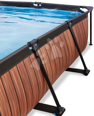 Schwimmbecken- rechteckig - EXIT Wood Pool 220x150x65cm mit Filterpumpe und Sonnensegel - braun - 5