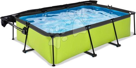 Rectangular Swimming Pools - EXIT Lime pool 220x150x65cm with filter pump and canopy - green - 3