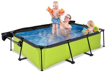 Rectangular Swimming Pools - EXIT Lime pool 220x150x65cm with filter pump and canopy - green - 2