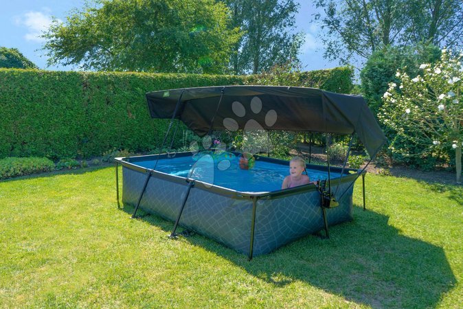 Rectangular Swimming Pools - EXIT Stone pool 300x200x65cm with filter pump and canopy - grey - 7