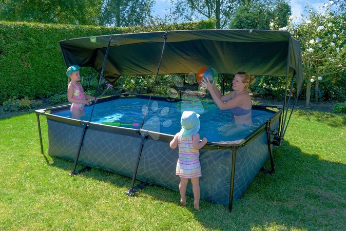 Rectangular Swimming Pools - EXIT Stone pool 300x200x65cm with filter pump and canopy - grey - 8