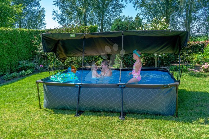 Rectangular Swimming Pools - EXIT Stone pool 300x200x65cm with filter pump and canopy - grey - 9