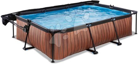 Rectangular Swimming Pools - EXIT Wood pool 300x200x65cm with filter pump and canopy - brown - 3