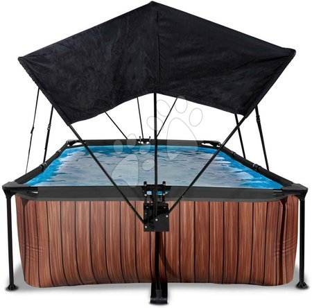 Rectangular Swimming Pools - EXIT Wood pool 300x200x65cm with filter pump and canopy - brown - 4