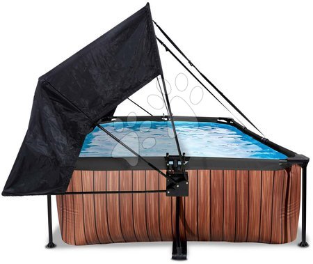 Rectangular Swimming Pools - EXIT Wood pool 300x200x65cm with filter pump and canopy - brown - 5