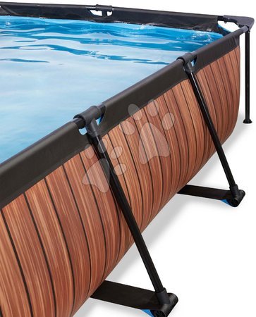 Rectangular Swimming Pools - EXIT Wood pool 300x200x65cm with filter pump and canopy - brown - 6