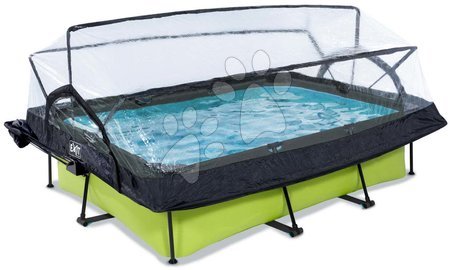 Rectangular Swimming Pools - EXIT Lime pool 220x150x65cm with filter pump and dome and canopy - green - 2