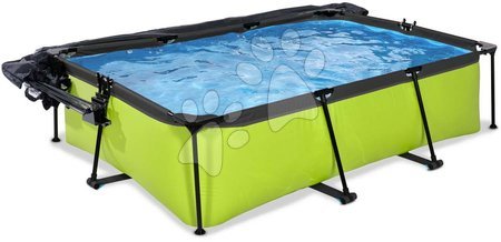 Rectangular Swimming Pools - EXIT Lime pool 220x150x65cm with filter pump and dome and canopy - green - 3