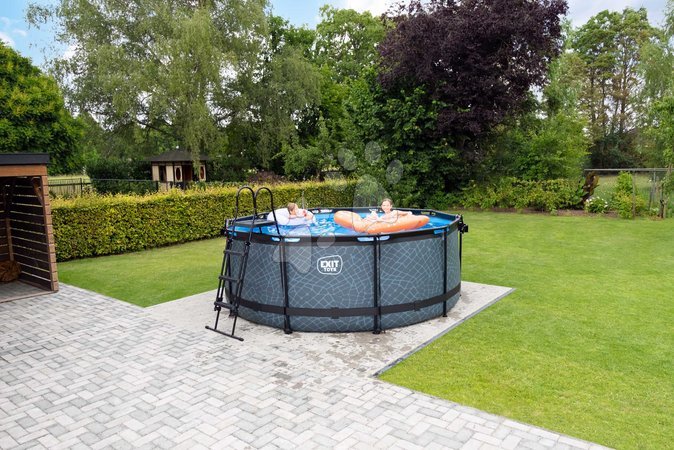 Round Swimming Pools  - EXIT Stone Pool ø360x122cm with sand filter pump - grey - 8