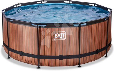 Round Swimming Pools  - EXIT Wood Pool ø360x122cm with sand filter pump - brown - 4