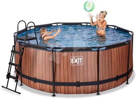 Round Swimming Pools  - EXIT Wood Pool ø360x122cm with sand filter pump - brown - 3