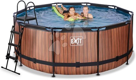 Round Swimming Pools  - EXIT Wood Pool ø360x122cm with sand filter pump - brown - 2