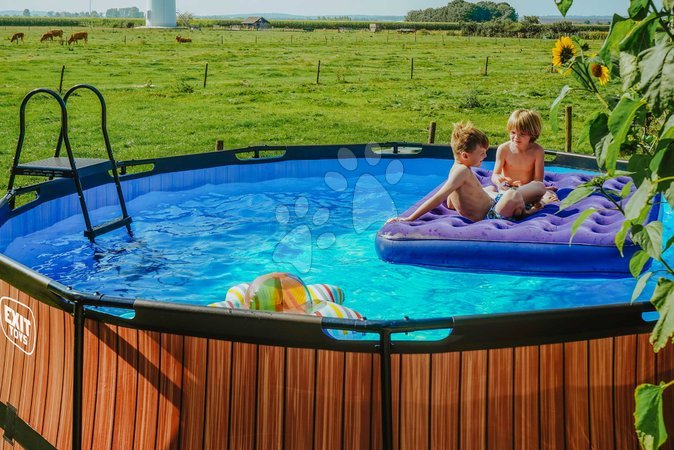 Round Swimming Pools  - EXIT Wood Pool ø427x122cm with filter pump - brown - 7