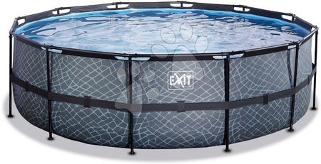 Round Swimming Pools  - EXIT Stone Pool ø450x122cm with sand filter pump - grey - 4