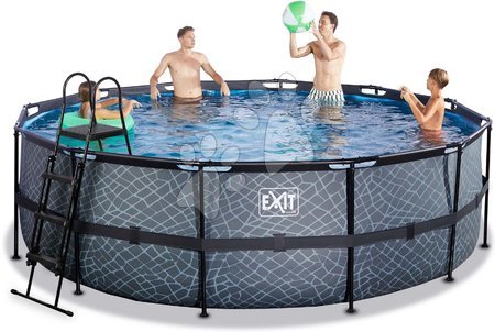 Round Swimming Pools  - EXIT Stone Pool ø450x122cm with sand filter pump - grey - 2