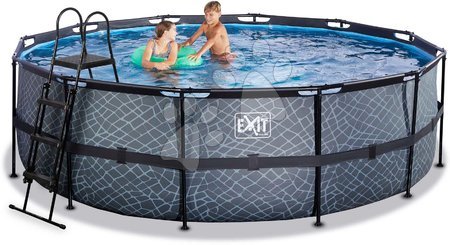 Round Swimming Pools  - EXIT Stone Pool ø450x122cm with sand filter pump - grey - 3