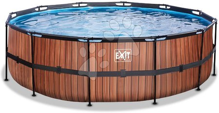 Round Swimming Pools  - EXIT Wood Pool ø450x122cm with sand filter pump - brown - 3