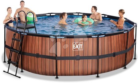 Round Swimming Pools  - EXIT Wood Pool ø450x122cm with sand filter pump - brown - 2