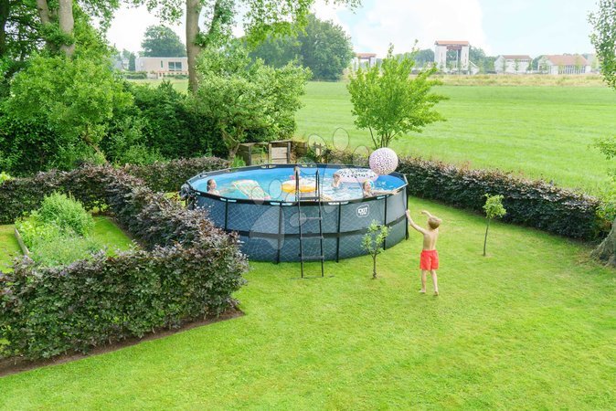 Round Swimming Pools  - EXIT Stone Pool ø488x122cm with sand filter pump - grey - 7