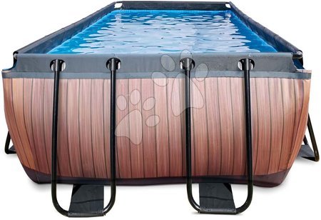 Rectangular Swimming Pools - EXIT Wood Pool 400x200x122cm with sand filter pump - brown - 4