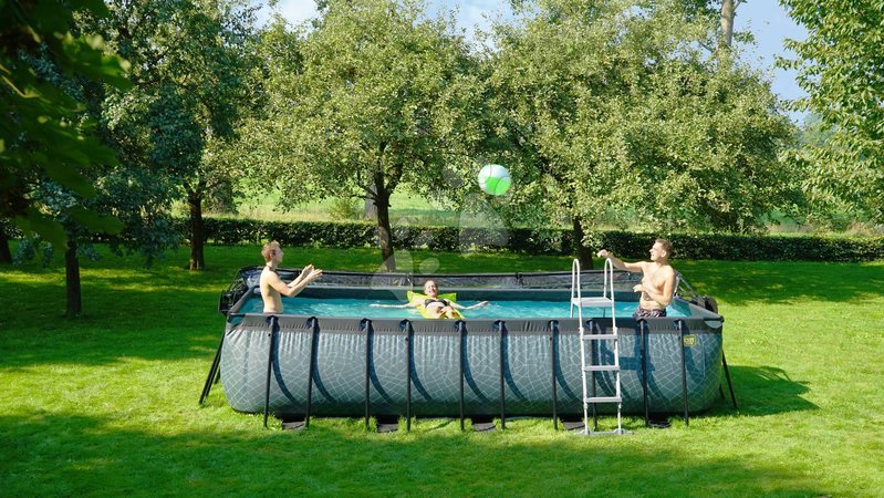 Piscine dreptunghiulare - Piscină cu filtrare pentru nisip Stone pool grey Exit Toys  - 8