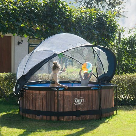 Round Swimming Pools  - EXIT Wood pool ø244x76cm with filter pump and dome - brown - 7