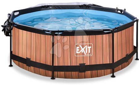 Schwimmbecken rund - EXIT Wood Pool ø244x76cm mit Filterpumpe und Abdeckung - braun - 2