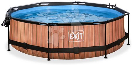 Round Swimming Pools  - EXIT Wood pool ø300x76cm with filter pump and dome - brown - 2