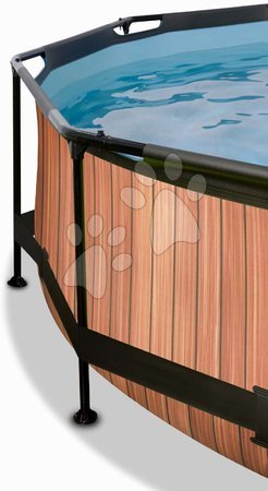 Round Swimming Pools  - EXIT Wood pool ø300x76cm with filter pump and dome - brown - 3