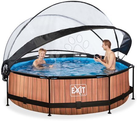 Round Swimming Pools  - EXIT Wood pool ø300x76cm with filter pump and dome - brown - 6