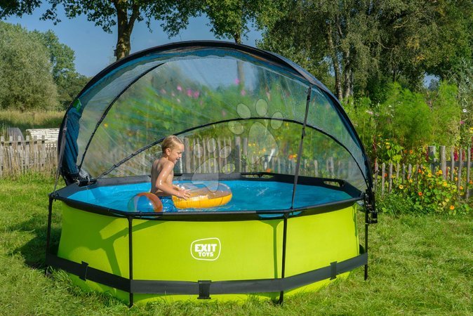 Round Swimming Pools  - EXIT Lime pool ø300x76cm with filter pump and dome - green - 7