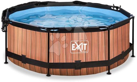 Round Swimming Pools  - EXIT Wood pool ø244x76cm with filter pump and canopy - brown - 3