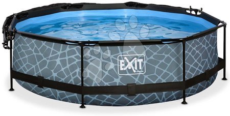 Round Swimming Pools  - EXIT Stone pool ø300x76cm with filter pump and canopy - grey - 4