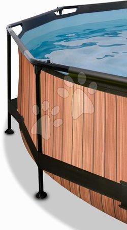 Round Swimming Pools  - EXIT Wood pool ø300x76cm with filter pump and canopy - brown - 3