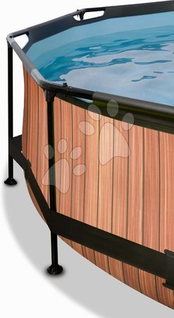 Round Swimming Pools  - EXIT Wood pool ø360x76cm with filter pump and canopy - brown - 3