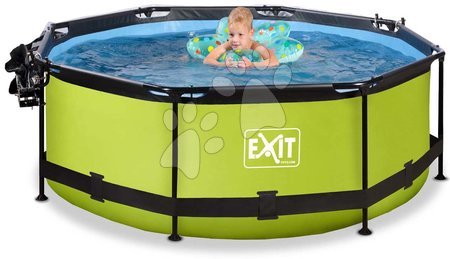 Medencék kerek alakúak - Medence napellenzővel búrával és szűrővel Lime pool Exit Toys  - 2