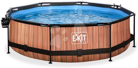 Medencék kerek alakúak - Medence napellenzővel búrával és szűrővel Wood pool Exit Toys  - 5