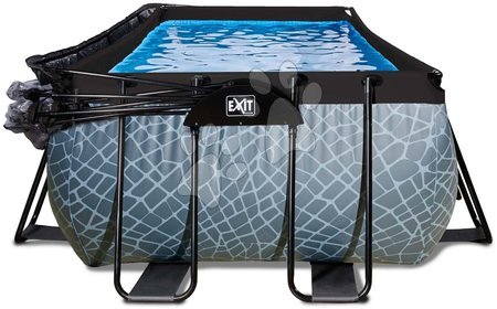 Rectangular Swimming Pools - EXIT Stone Pool 400x200x100cm with sand filter pump and cover - grey - 5