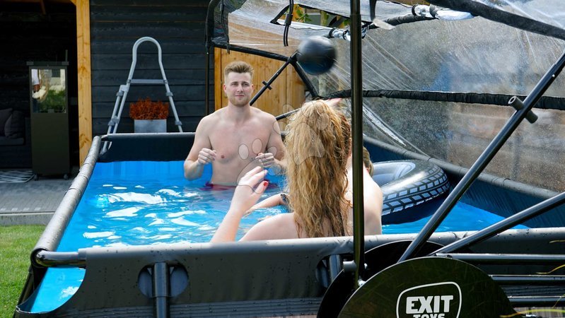 Bazeni pravokotni - Bazen s pokrovom in peščeno filtracijo Wood pool Exit Toys  - 11