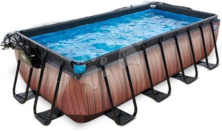 Rectangular Swimming Pools - EXIT Wood Pool 400x200x100cm with sand filter pump and cover - brown - 3